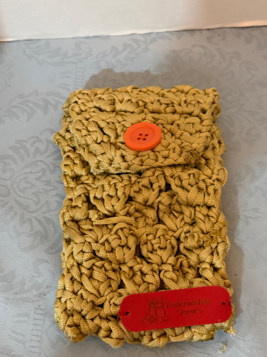 Crochet yellow pouch