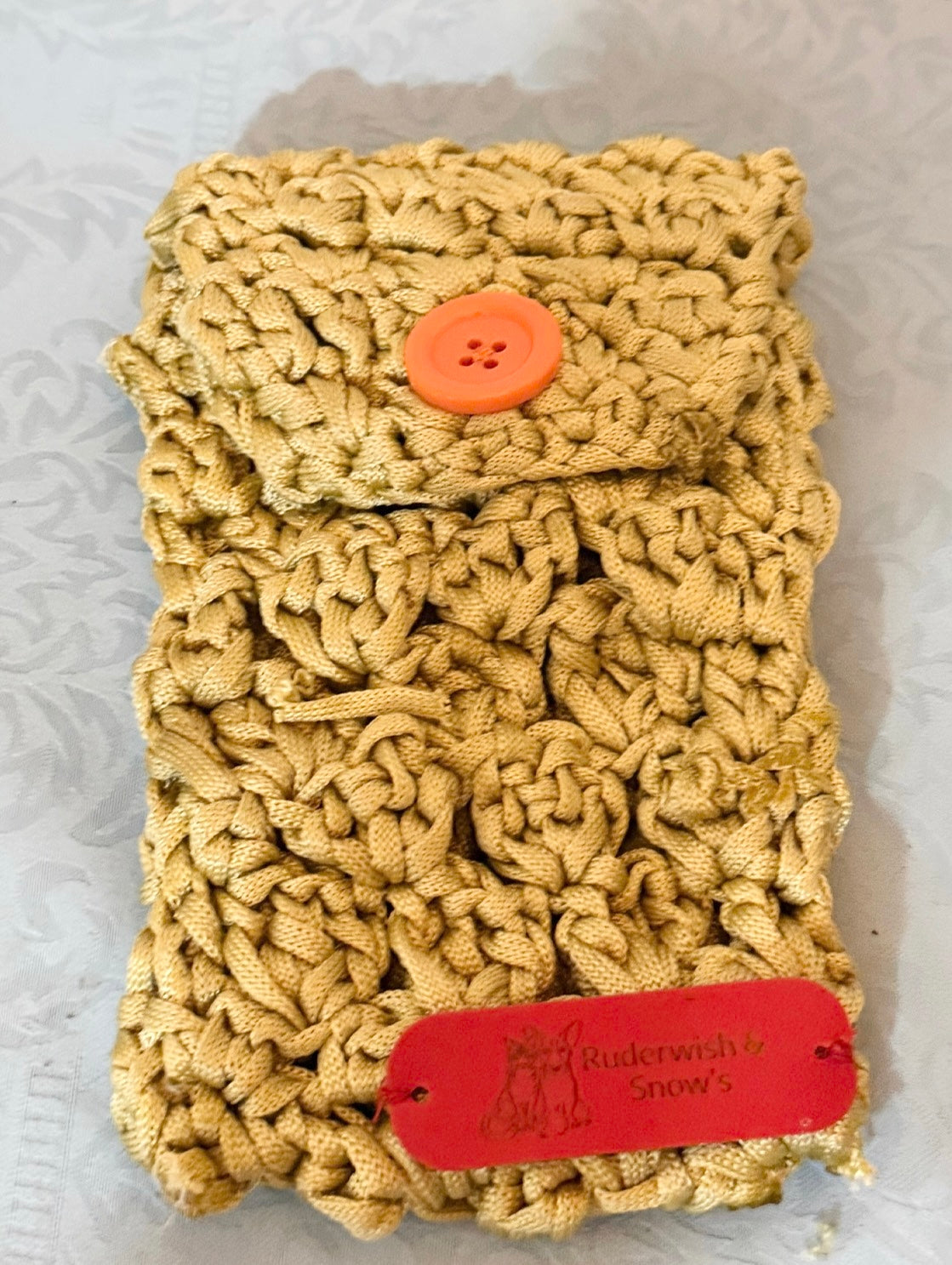 Crochet yellow pouch