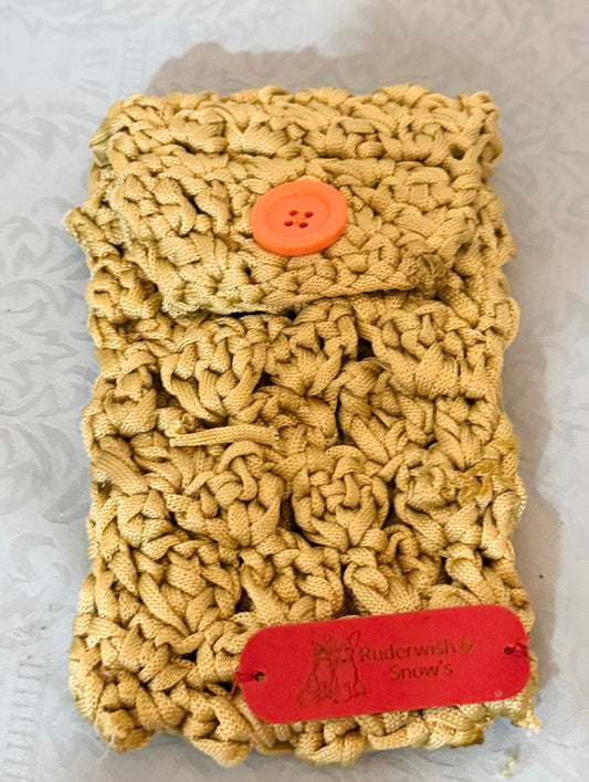 Crochet yellow pouch