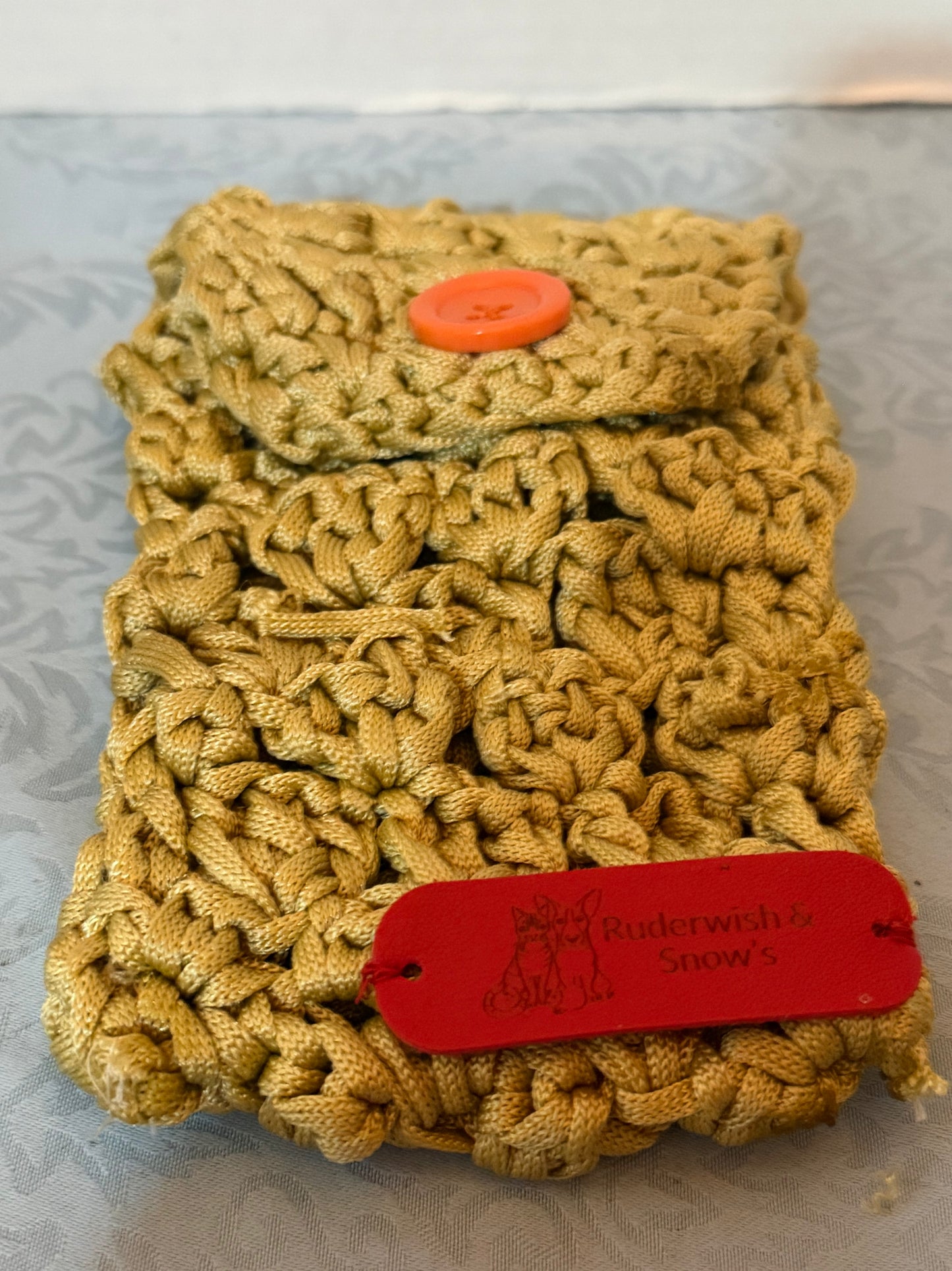 Crochet yellow pouch