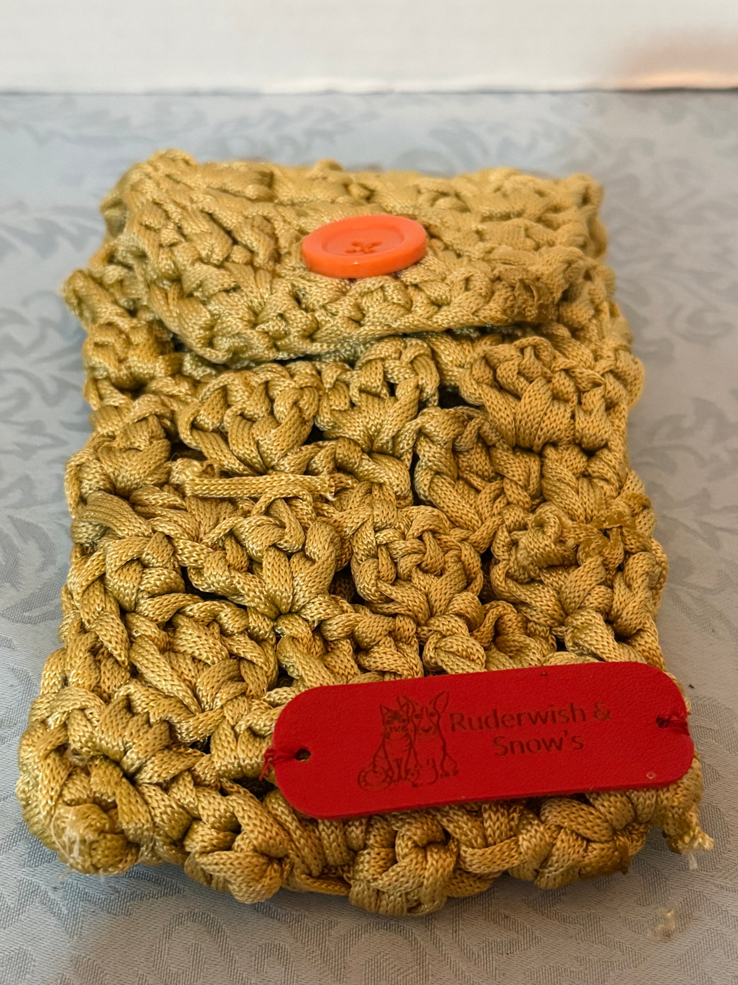 Crochet yellow pouch