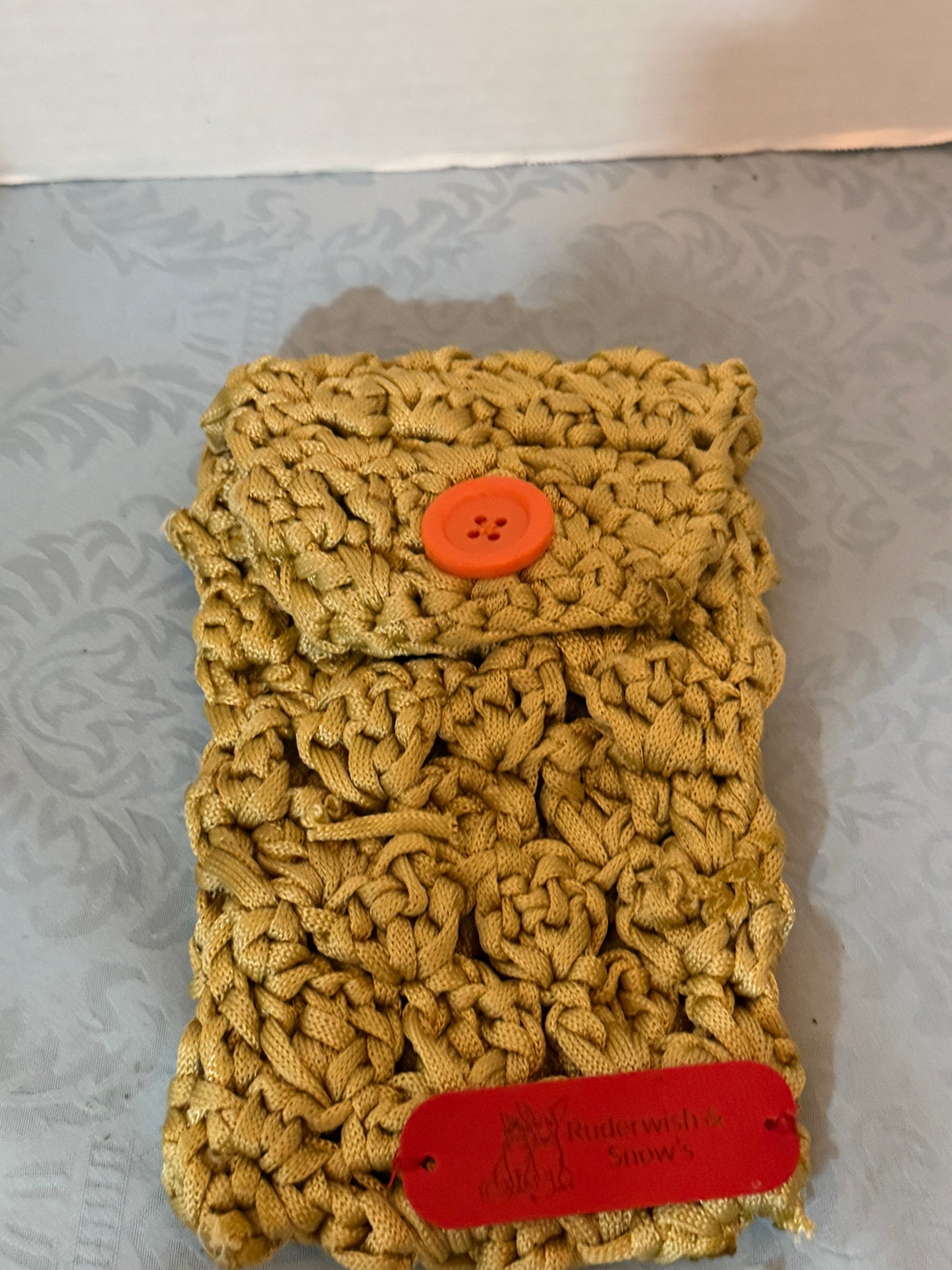 Crochet yellow pouch