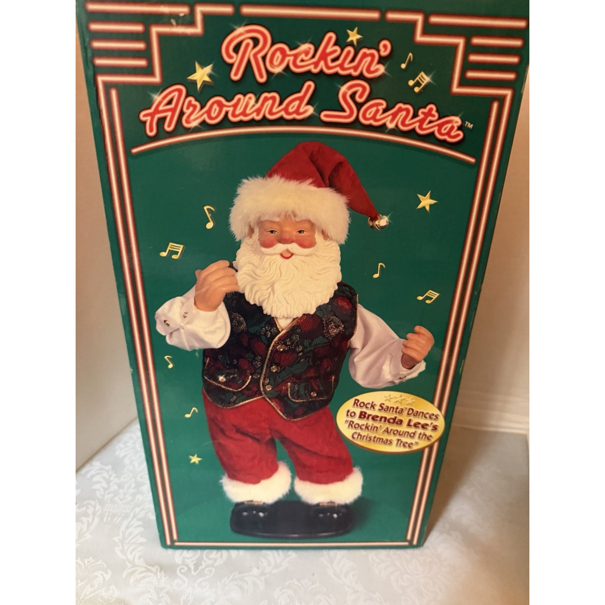 Rockin' Around Santa Claus Christmas Figurine Free Standing w/ Original Box brand new