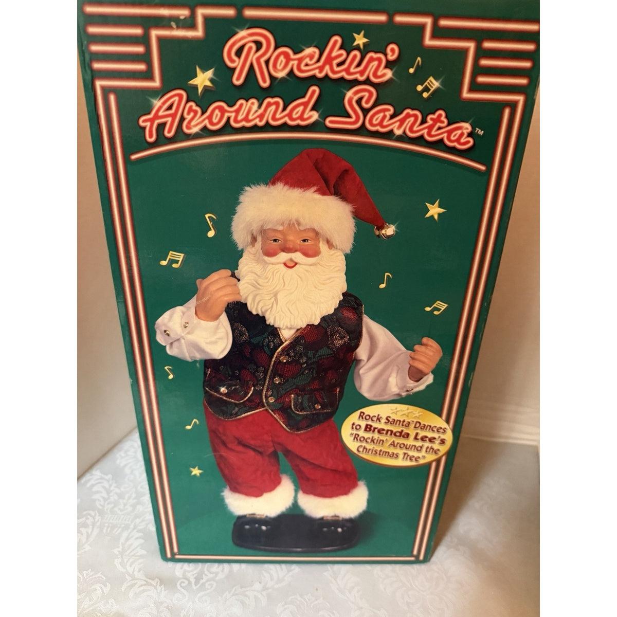 Rockin' Around Santa Claus Christmas Figurine Free Standing w/ Original Box brand new