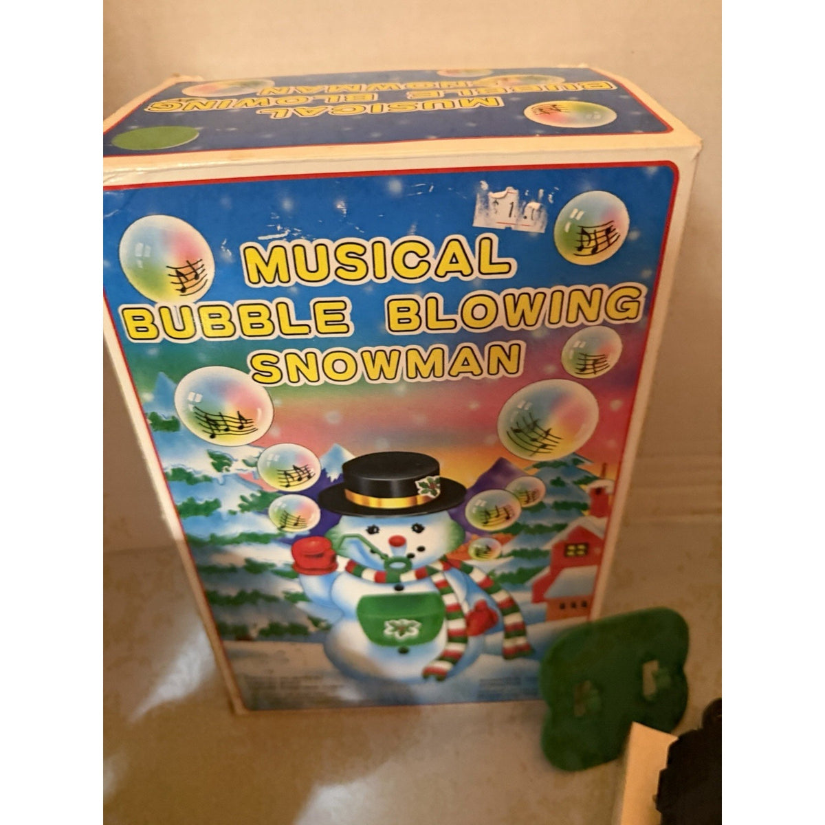 Musical Bubble Blowing Snowman Christmas Figurine, Corded w/ Box & Adapter